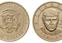 Cục Đúc tiền kim loại Hoa Kỳ hiện đang bán đồng xu 1 đô la có hình khuôn mặt Tổng thống Trump.